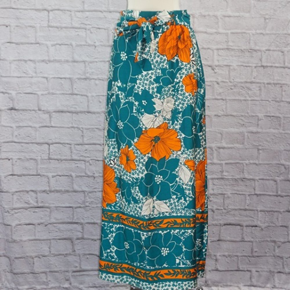 Vintage 70s Alex Colman California Floral Maxi Skirt